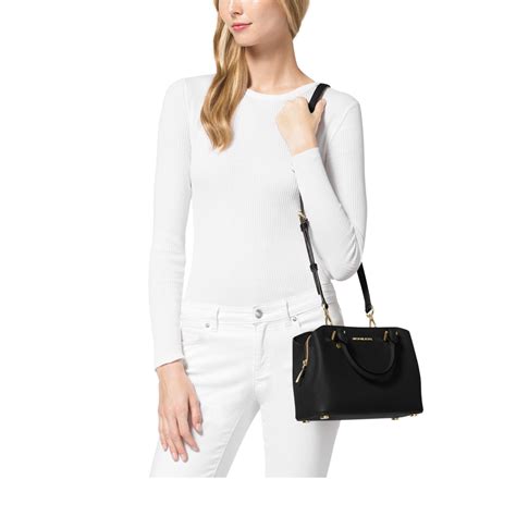 michael michael kors savannah small saffiano leather satchel|Michael Kors saffiano bag black.